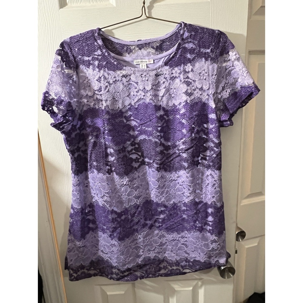 Isaac Mizrahi Live Floral Lace Top Size Large Purple Lined